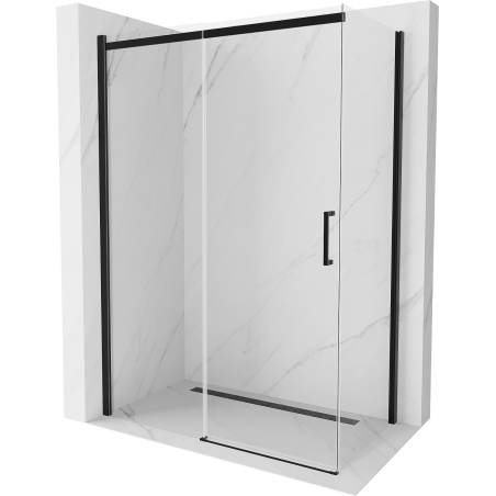 Mexen Omega extendable shower cubicle 130 x 70 cm, Transparent, Black - 825-130-070-70-00
