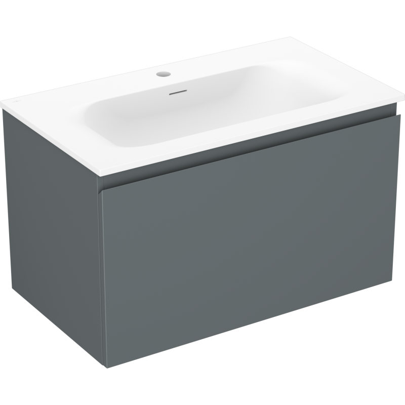 Mexen Orio bathroom cabinet 80 cm with Vela sink, 1 drawer, matte graphite/matte white - 91A10-08047-1-BF66-W23M01