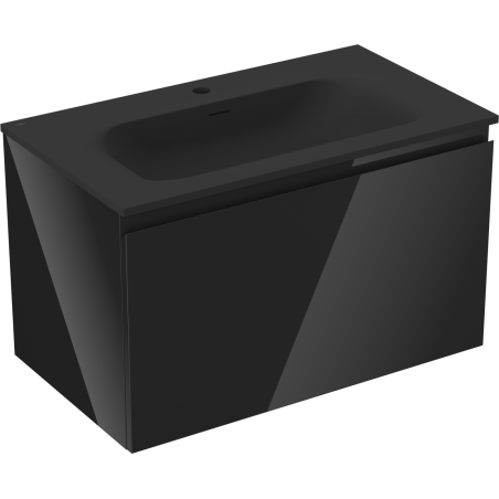 Mexen Orio Bathroom Cabinet 80 cm with Vela Sink, 1 Drawer, Black Gloss/Black Matte - 91A10-08047-1-BF70-W23M71