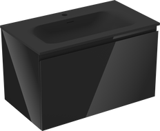 Mexen Orio 80 cm bathroom cabinet with Vela basin, 1 drawer, black gloss/black matte - 91A10-08047-1-BF70-W23M71