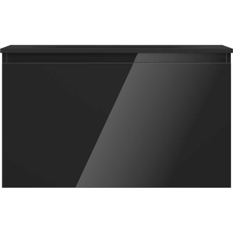 Mexen Orio 80 cm bathroom cabinet with Vela basin, 1 drawer, black gloss/black matte - 91A10-08047-1-BF70-W23M71