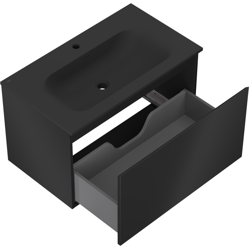 Mexen Orio bathroom cabinet 80 cm with Vela sink, 1 drawer, black matt - 91A10-08047-1-BF71-W23M71