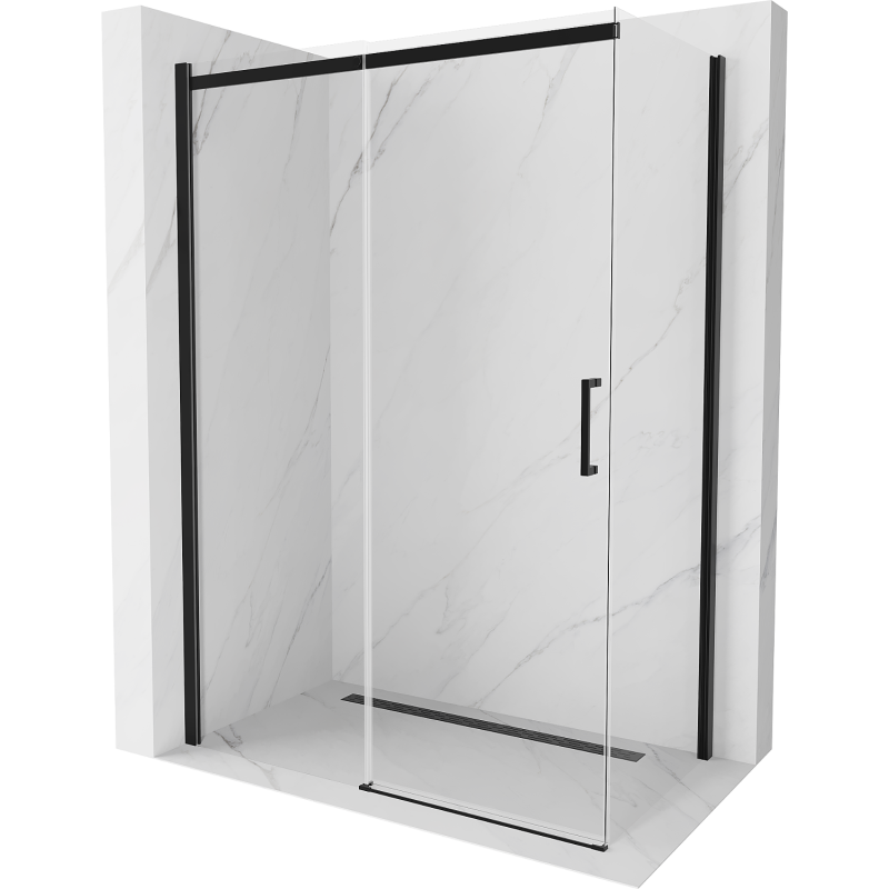 Mexen Omega 140 x 80 cm Sliding Shower Cabin, Transparent, Black - 825-140-080-70-00
