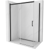Mexen Omega extendable shower cubicle 140 x 80 cm, Transparent, Black - 825-140-080-70-00