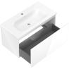 Mexen Orio bathroom cabinet 90 cm with Vela sink, 1 drawer, white gloss - 91A10-09047-1-BF00-W23M00