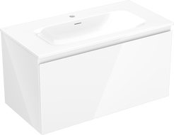 Mexen Orio bathroom cabinet 90 cm with Vela sink, 1 drawer, white gloss - 91A10-09047-1-BF00-W23M00