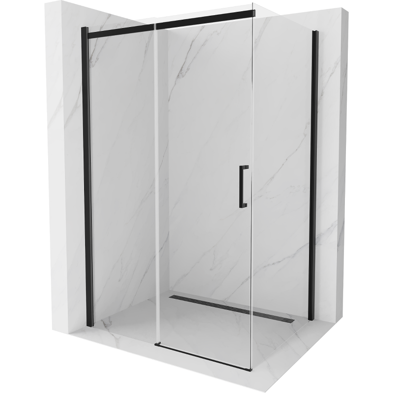Mexen Omega extendable shower cubicle 140 x 90 cm, Transparent, Black - 825-140-090-70-00