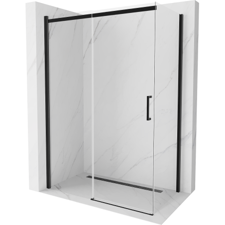 Mexen Omega extendable shower cubicle 150 x 80 cm, Transparent, Black - 825-150-080-70-00