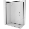 Mexen Omega extendable shower cubicle 150 x 80 cm, Transparent, Black - 825-150-080-70-00