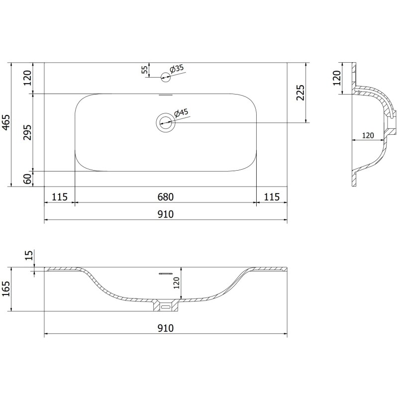 Mexen Orio bathroom cabinet 90 cm with Vela washbasin, 1 drawer, grey matte/white matte - 91A10-09047-1-BF62-W23M01