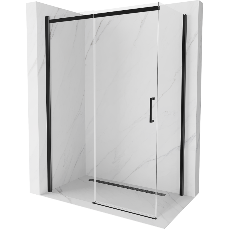 Mexen Omega extendable shower cubicle 160 x 80 cm, Transparent, Black - 825-160-080-70-00