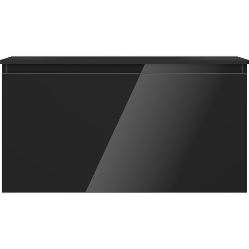 Mexen Orio bathroom cabinet 90 cm with Vela sink, 1 drawer, black gloss/black matt - 91A10-09047-1-BF70-W23M71