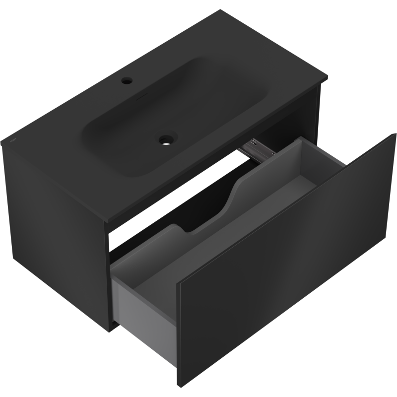 Mexen Orio 90 cm Bathroom Cabinet with Vela Washbasin, 1 Drawer, Black Matt - 91A10-09047-1-BF71-W23M71
