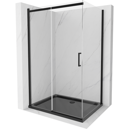 Mexen Omega sliding shower cabin 100 x 80 cm, transparent, black + Flat shower tray, black - 825-100-080-70-00-4070B