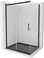 Mexen Omega extendable shower cubicle 100 x 80 cm, Transparent, Black + shower tray Flat, Black - 825-100-080-70-00-4070B