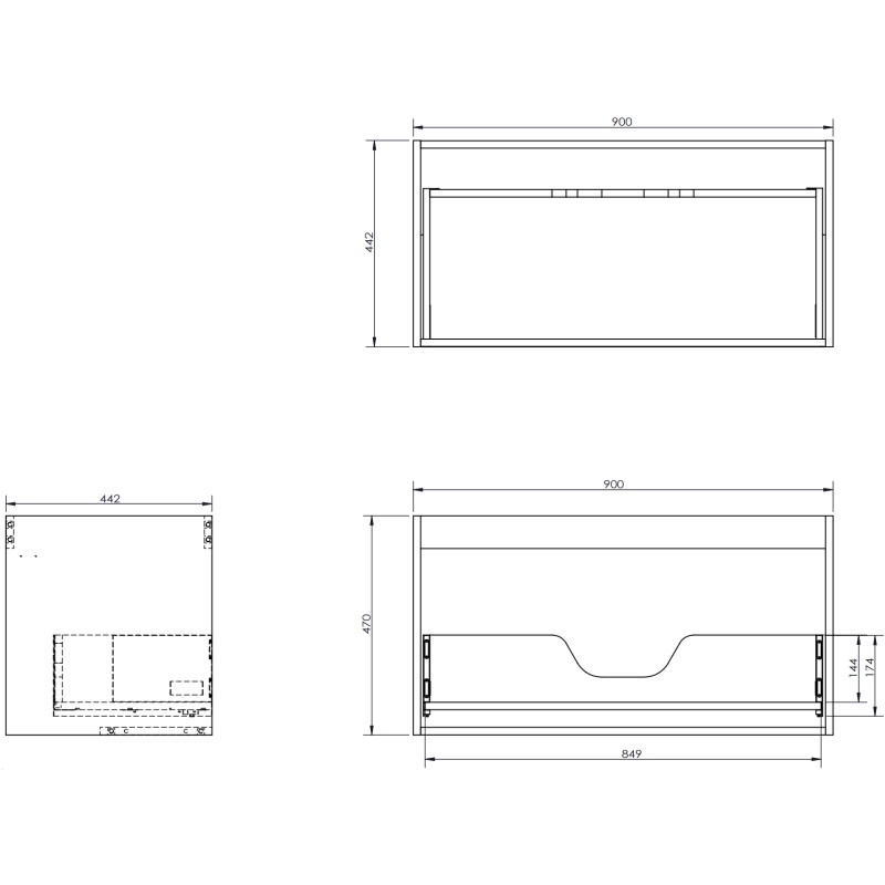 Mexen Orio 90 cm Bathroom Cabinet with Sink Vela, 1 Drawer, Black Matte - 91A10-09047-1-BF71-W23M71