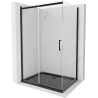 Mexen Omega extendable shower cubicle 120 x 80 cm, Transparent, Black + shower tray Flat, Black - 825-120-080-70-00-4070B
