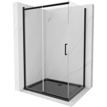 Mexen Omega extendable shower cubicle 120 x 90 cm, Transparent, Black + shower tray Flat, Black - 825-120-090-70-00-4070B