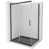 Mexen Omega extendable shower cubicle 120 x 90 cm, Transparent, Black + shower tray Flat, Black - 825-120-090-70-00-4070B