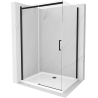 Mexen Omega extendable shower cubicle 100 x 80 cm, Transparent, Black + shower tray Flat, White - 825-100-080-70-00-4010B
