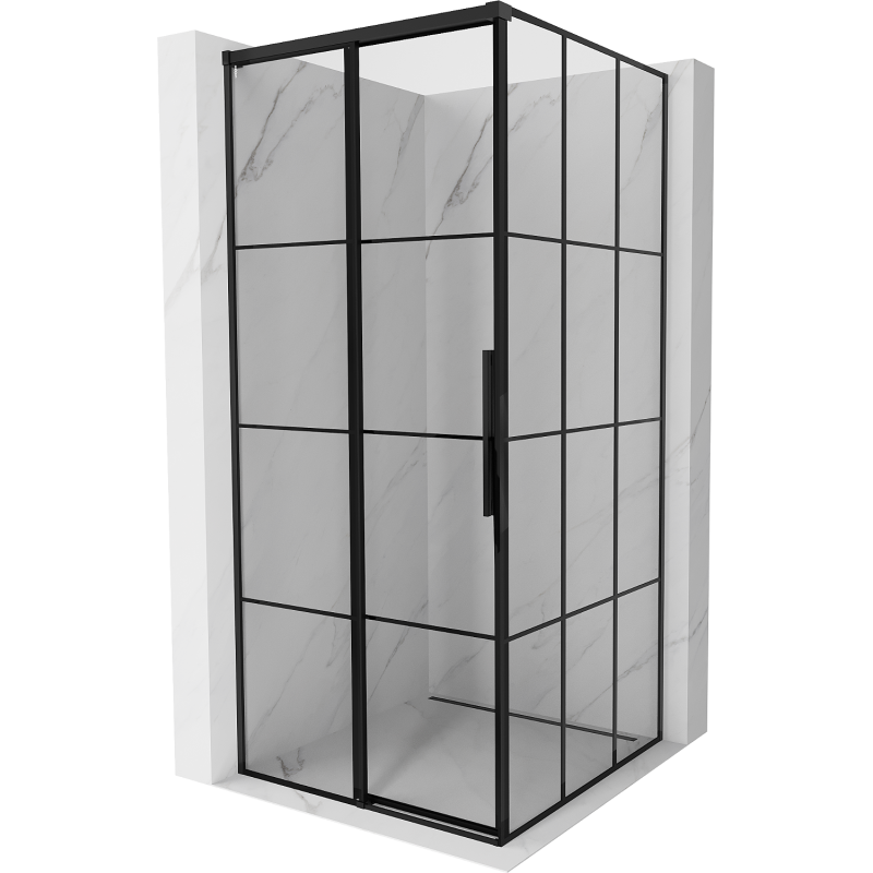 Mexen Rox sliding shower cabin left 110 x 110 cm, black grid, black - 8C2-110-110-70-77-L
