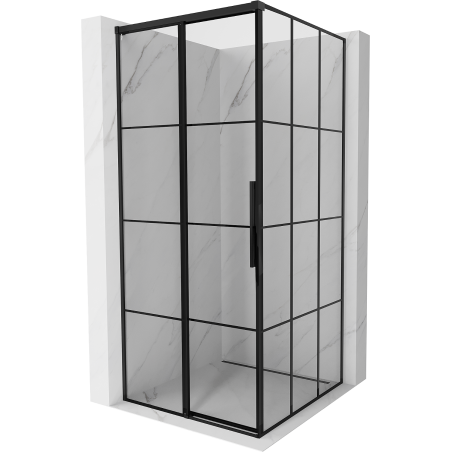 Mexen Rox sliding shower cabin left 110 x 110 cm, black grid, black - 8C2-110-110-70-77-L