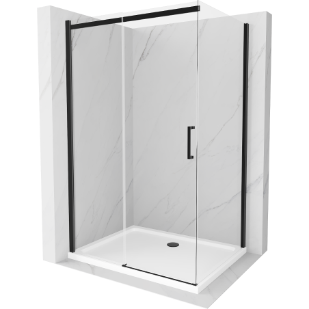 Mexen Omega sliding shower cabin 110 x 80 cm, transparent, black + Flat shower tray, white - 825-110-080-70-00-4010B