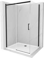 Mexen Omega Sliding Shower Enclosure 110 x 80 cm, Transparent, Black + Flat Tray, White - 825-110-080-70-00-4010B