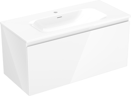 Mexen Orio bathroom cabinet 100 cm with Vela sink, 1 drawer, white gloss - 91A10-10047-1-BF00-W23M00