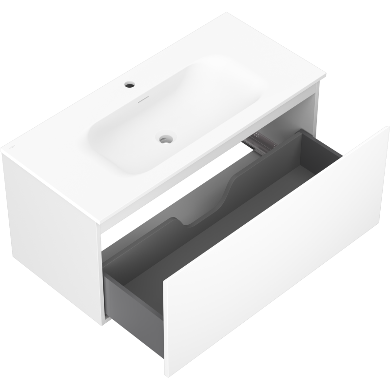 Mexen Orio bathroom cabinet 100 cm with Vela washbasin, 1 drawer, white matt - 91A10-10047-1-BF01-W23M01