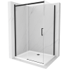 Mexen Omega extendable shower cubicle 110 x 100 cm, Transparent, Black + shower tray Flat, White - 825-110-100-70-00-4010B