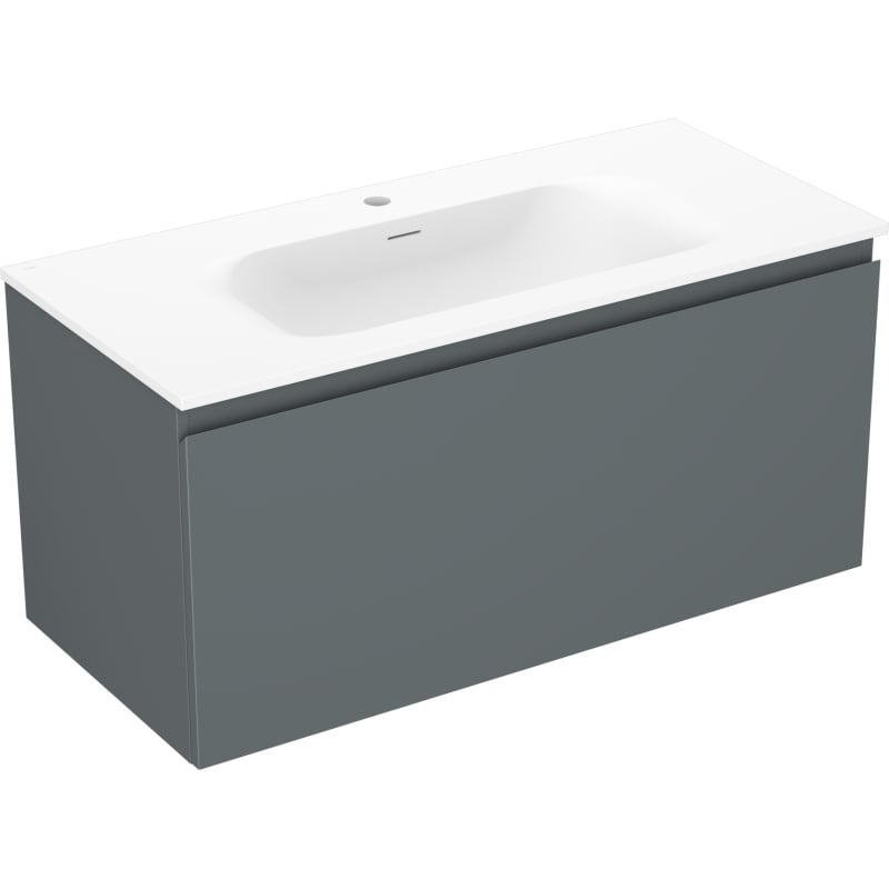 Mexen Orio 100 cm bathroom cabinet with Vela sink, 1 drawer, matte graphite/white matte - 91A10-10047-1-BF66-W23M01