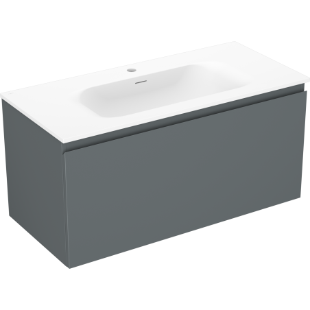 Mexen Orio 100 cm bathroom cabinet with Vela sink, 1 drawer, matte graphite/white matte - 91A10-10047-1-BF66-W23M01