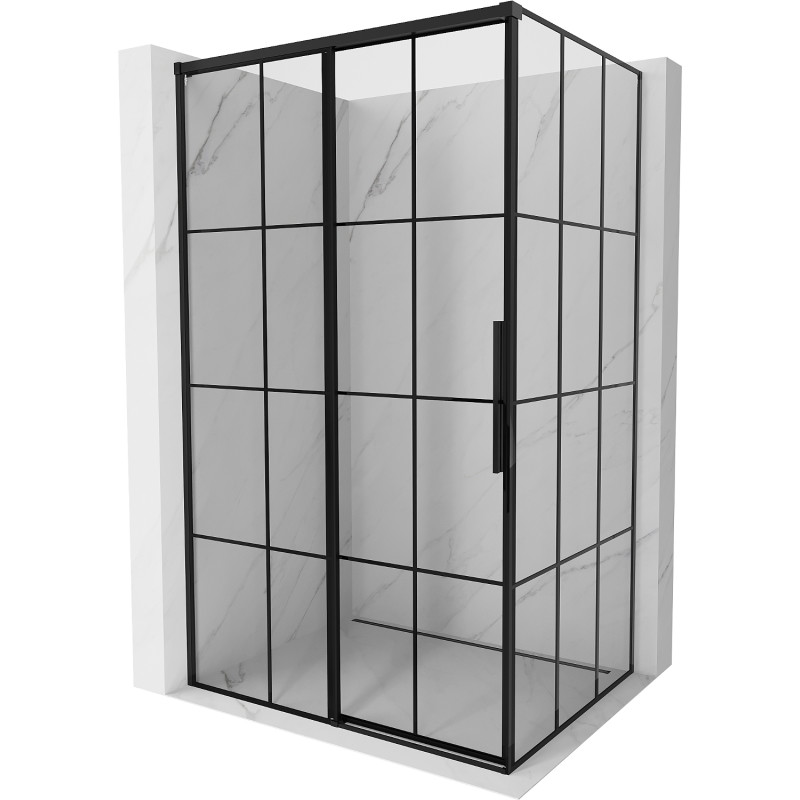 Mexen Rox sliding shower cabin left 150 x 110 cm, black grid, black - 8C2-150-110-75-77-L - 8C2-150-110-70-77-L