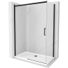 Mexen Omega extendable shower cubicle 130 x 70 cm, Transparent, Black + shower tray Flat, White - 825-130-070-70-00-4010B