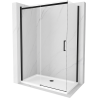 Mexen Omega Sliding Shower Enclosure 130 x 70 cm, Transparent, Black + Flat Tray, White - 825-130-070-70-00-4010B