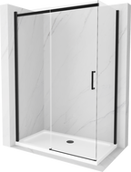 Mexen Omega sliding shower cabin 130 x 70 cm, transparent, black + Flat tray, white - 825-130-070-70-00-4010B