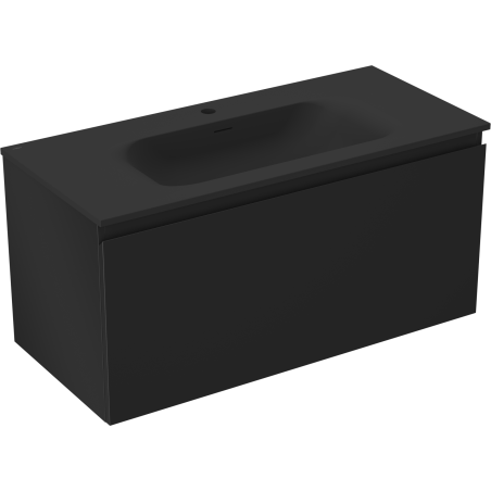 Mexen Orio bathroom cabinet 100 cm with Vela sink, 1 drawer, black matte - 91A10-10047-1-BF71-W23M71