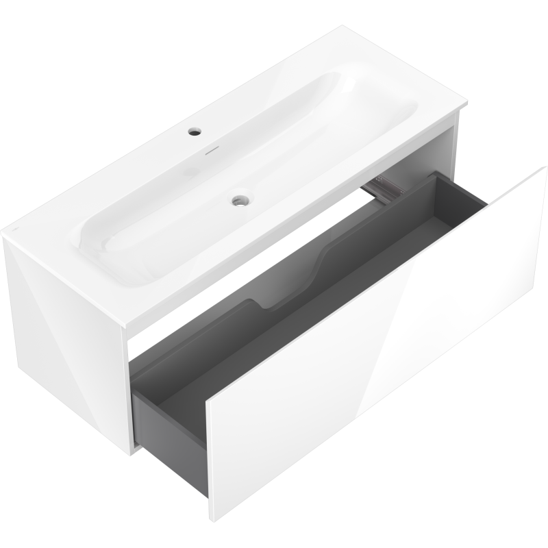 Mexen Orio bathroom cabinet 120 cm with Vela washbasin, 1 drawer, white gloss - 91A10-12047-1-BF00-W23M00