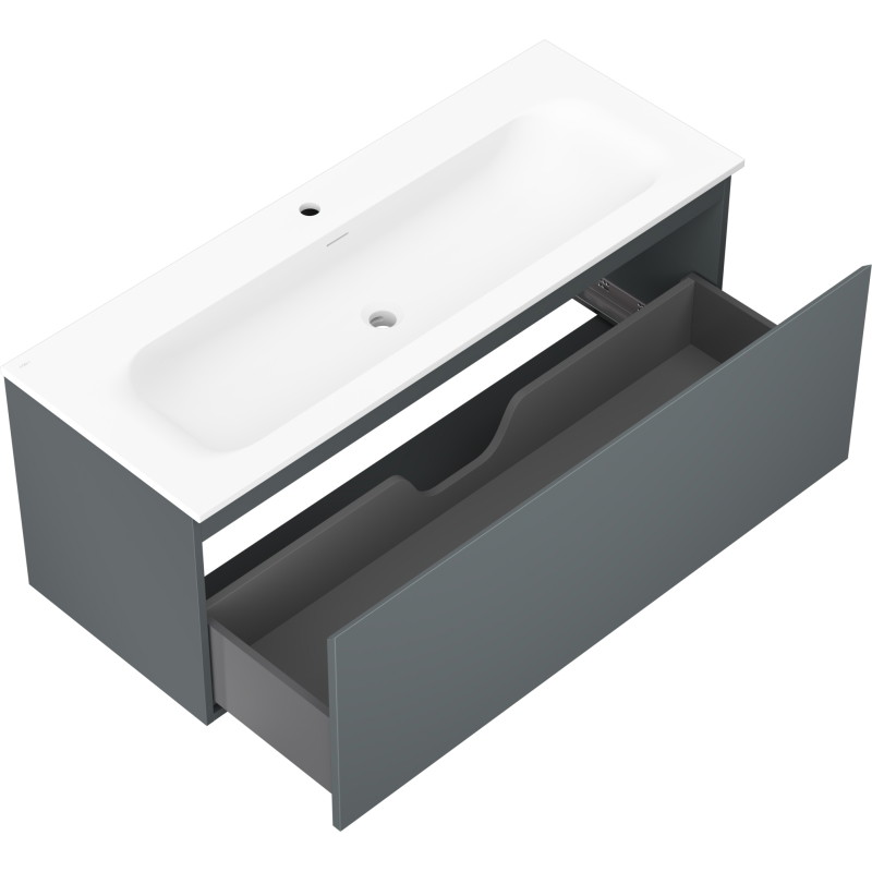 Mexen Orio 120 cm Bathroom Cabinet with Vela Sink, 1 Drawer, Matte Graphite/Matte White - 91A10-12047-1-BF66-W23M01
