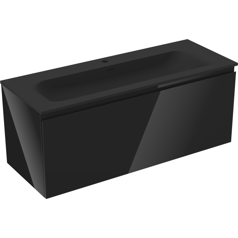 Mexen Orio bathroom cabinet 120 cm with Vela washbasin, 1 drawer, black gloss/black matte - 91A10-12047-1-BF70-W23M71