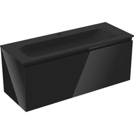 Mexen Orio bathroom cabinet 120 cm with Vela washbasin, 1 drawer, black gloss/black matte - 91A10-12047-1-BF70-W23M71