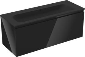 Mexen Orio bathroom cabinet 120 cm with Vela washbasin, 1 drawer, black gloss/black matte - 91A10-12047-1-BF70-W23M71