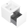 Mexen Rivel bathroom cabinet 45 cm with Otis sink, 1 drawer, grooved, white matte - 91A20-04547-1-BF01-W18M01