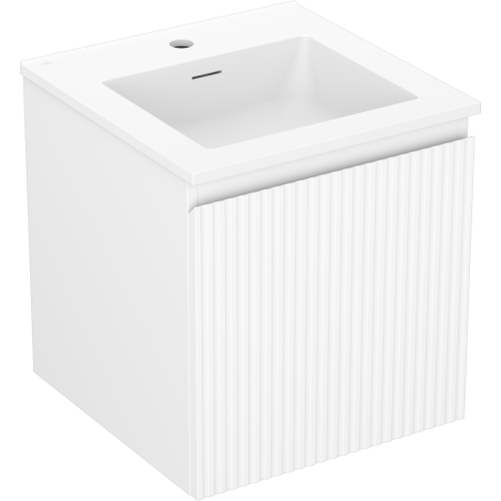 Mexen Rivel bathroom cabinet 45 cm with Otis sink, 1 drawer, grooved, white matte - 91A20-04547-1-BF01-W18M01