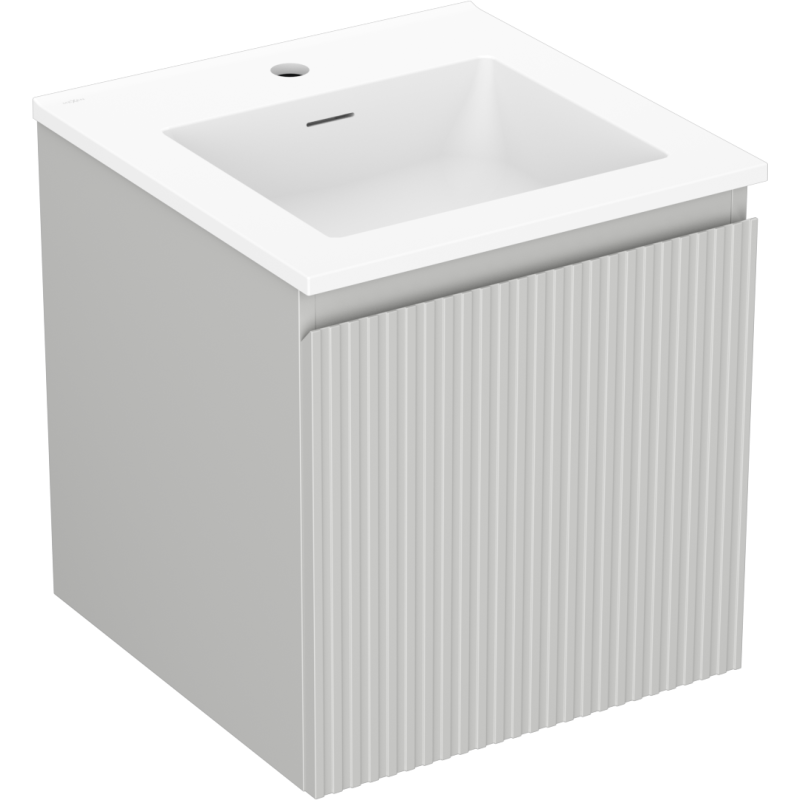 Mexen Rivel bathroom cabinet 45 cm with Otis sink, 1 drawer, grooved, grey matte/white matte - 91A20-04547-1-BF62-W18M01