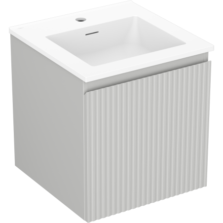 Mexen Rivel bathroom cabinet 45 cm with Otis sink, 1 drawer, grooved, gray matte/white matte - 91A20-04547-1-BF62-W18M01