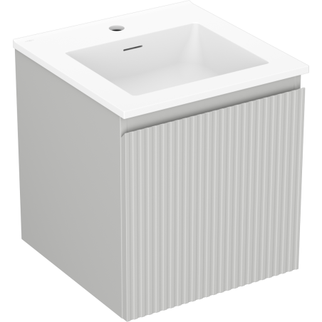Mexen Rivel bathroom cabinet 45 cm with Otis sink, 1 drawer, grooved, grey matte/white matte - 91A20-04547-1-BF62-W18M01