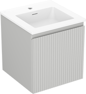 Mexen Rivel bathroom cabinet 45 cm with Otis sink, 1 drawer, fluted, gray matte/white matte - 91A20-04547-1-BF62-W18M01