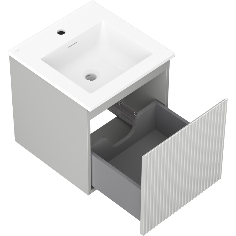 Mexen Rivel bathroom cabinet 45 cm with Otis sink, 1 drawer, grooved, gray matte/white matte - 91A20-04547-1-BF62-W18M01